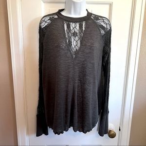 Maurices Grey Lace Long sleeve shirt